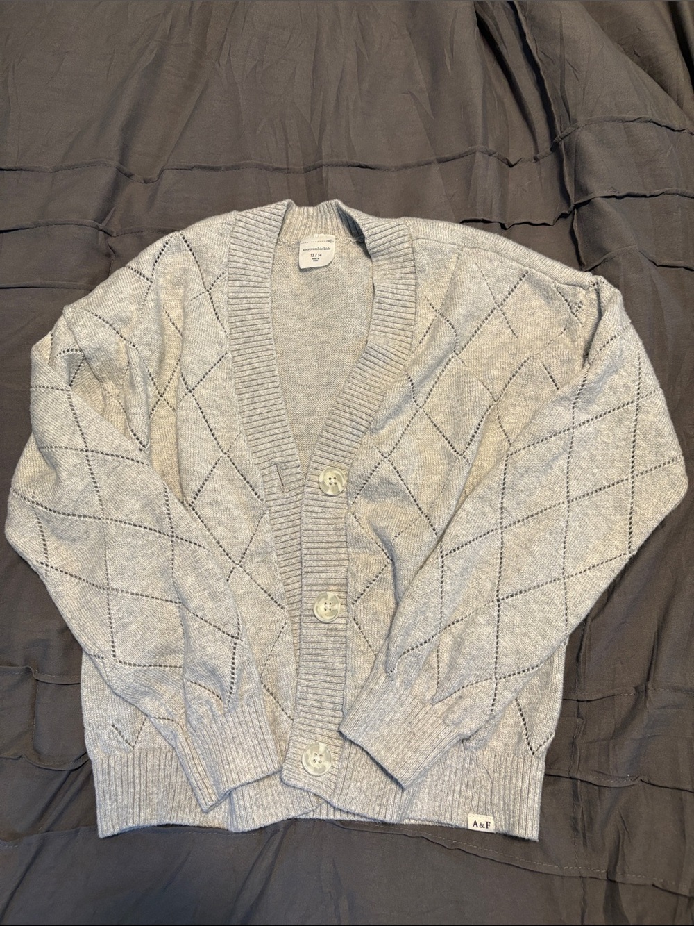 abercrombie kids Light Gray Argyle Button-Up Cardigan